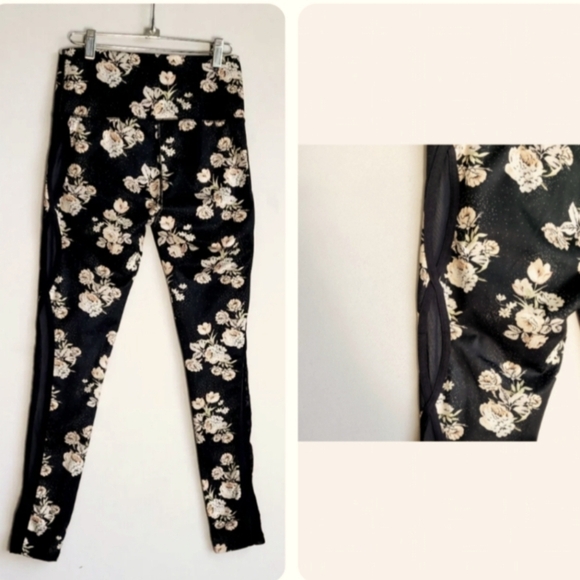 EUC! Free People Movement LIZA Black Floral Leggings Sz Small - Picture 5 of 5